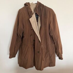 GALLERY Women's Brown Hooded Toggle Coat Size Large
